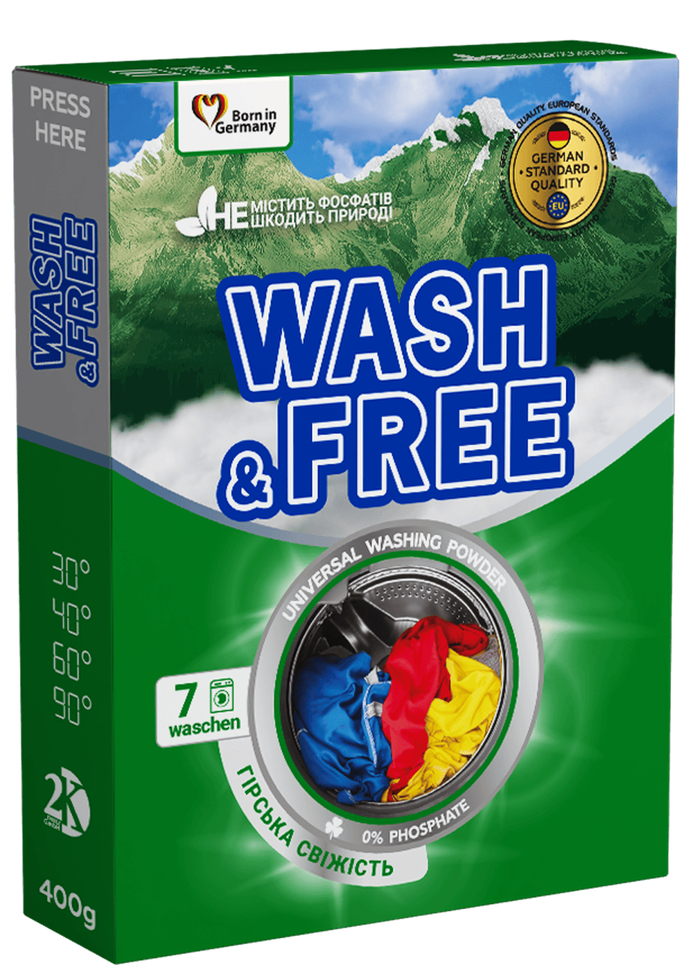 Порошок для прання універсальний «Wash&Free» Гірська свіжість